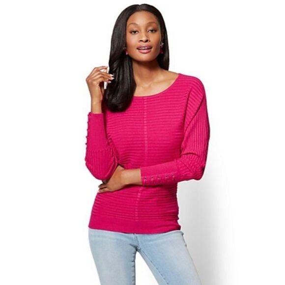 New York & Company Sweaters - New York & Company Lace-Up Cuff Dolman Sweater